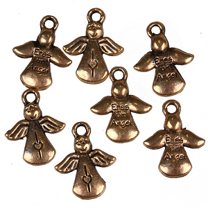 7x Metall Anhänger Engel, antikbronze, Verbinder, Schmuck DIY